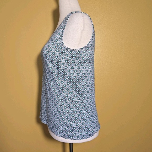 Lands End Green, Blue, White Geometric Print Tank Top Size M‎ 10-12 Sleeveless - Picture 2 of 7